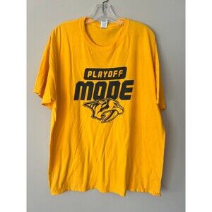 BNWOT NHL Nashville Predators Yellow PLAYOFF MODE Bridgestone T-Shirt Tee sz XL